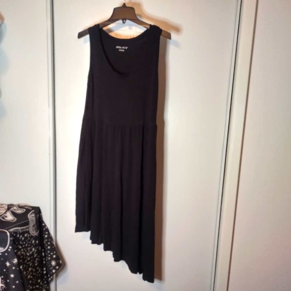 AVA & VIV Black Asymmetrical Comfy Midi Dress size 1X
